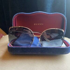 GUCCI SUNGLASSES GG0225S 001 Gold / Blue